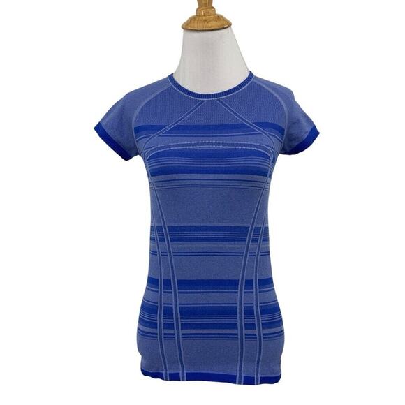 Ivivva Shirt Girls 12 Bluebell Short Sleeve Vented Stretch Athletic Lululemon - Picture 1 of 11